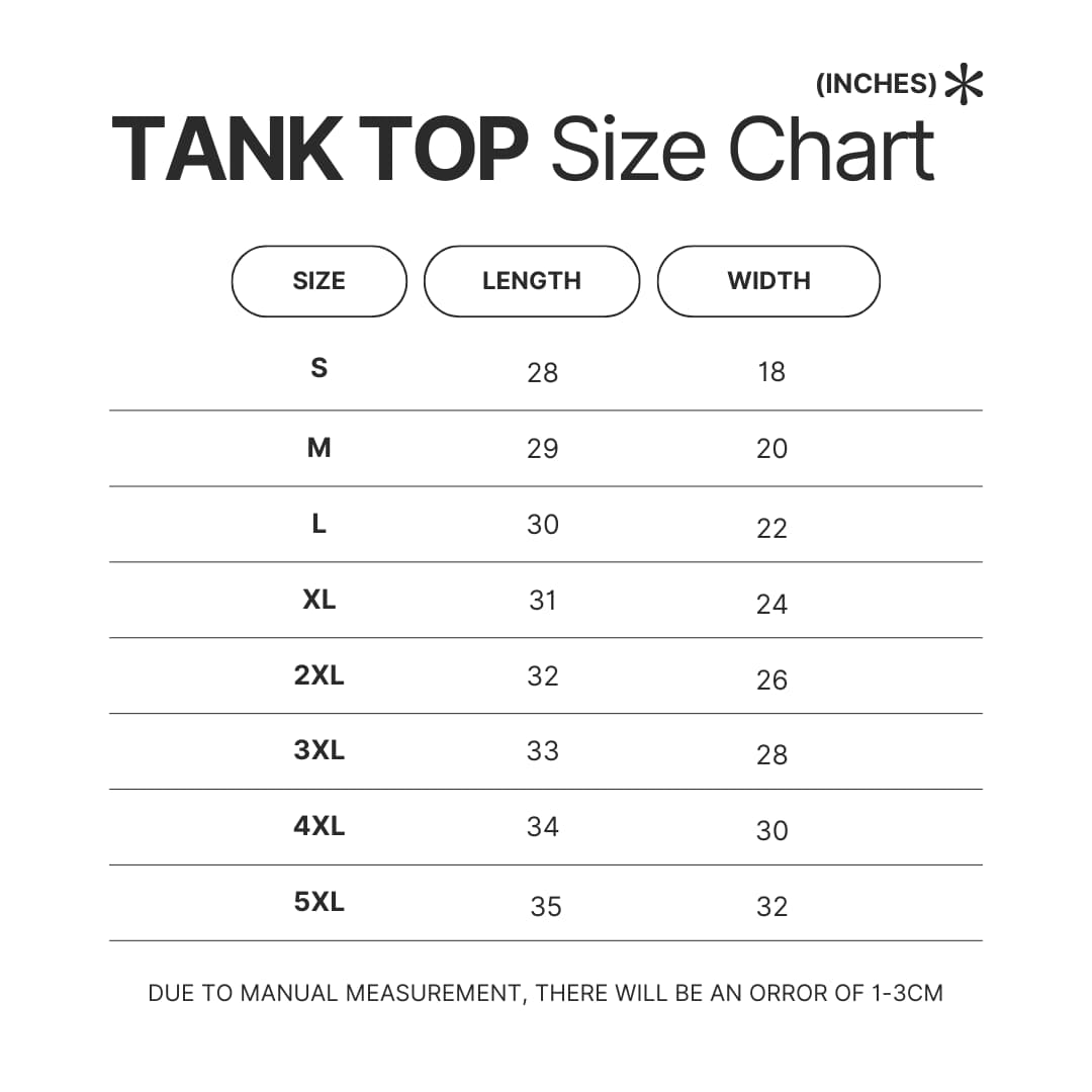 Tank Top Size Chart - Akame Ga Kill Shop