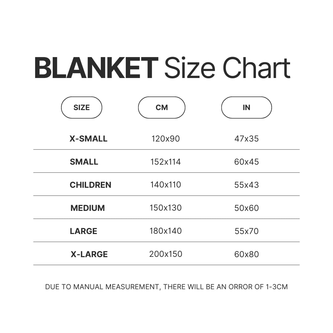 Blanket Size Chart - Akame Ga Kill Shop